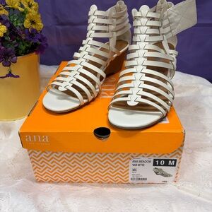 Anna White Strappy Gladiator Wedge Sandals